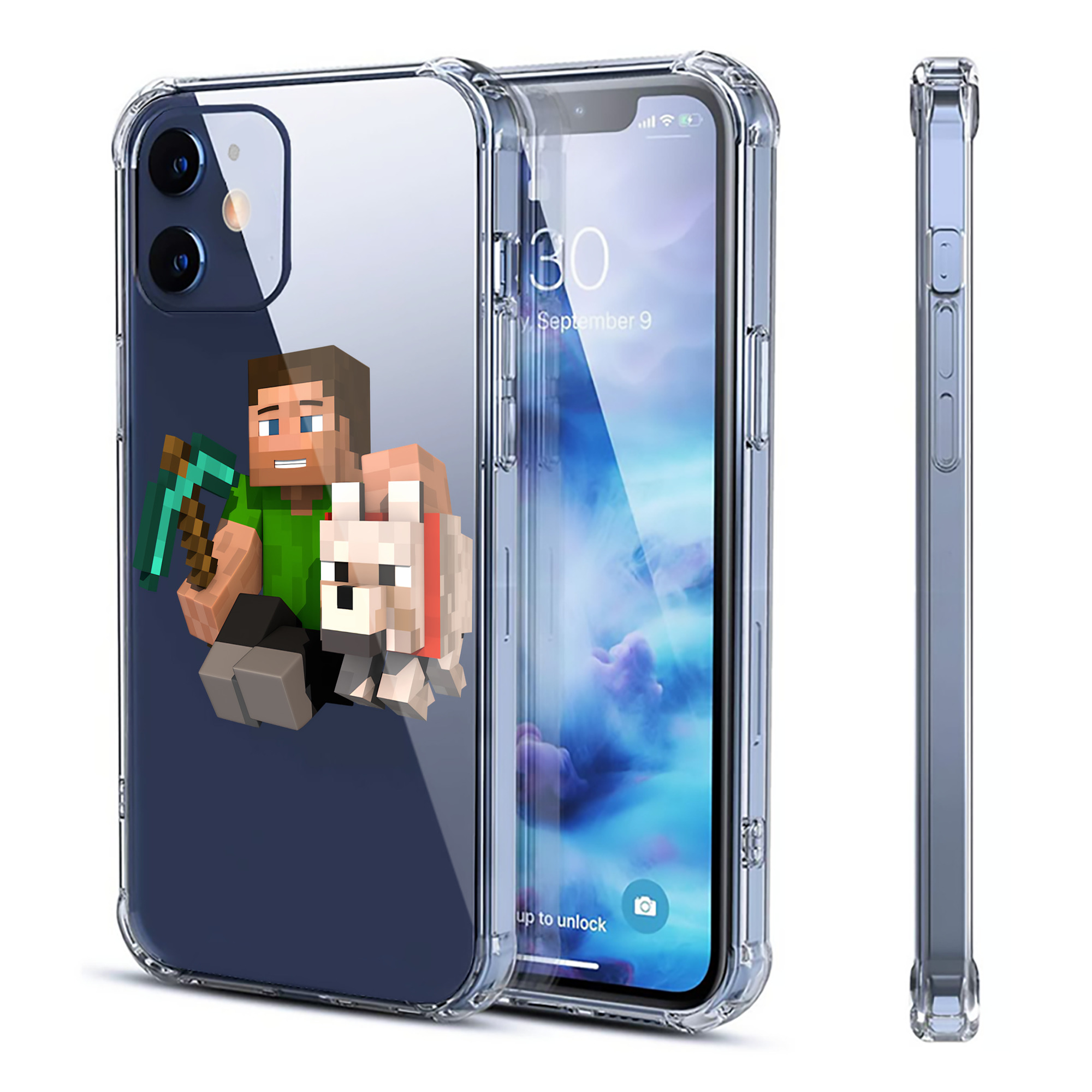 （画像用） マインクラフト ブロックの世界 Minecraft MC Block world 【iPhone 12シリーズ対応】透明スマホケース（クリアソフトケース）